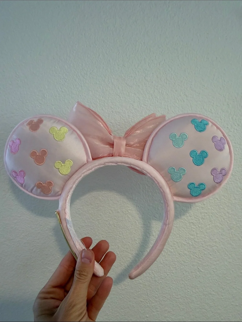 Stoney Clover Lane Disney Pastel Pink Mouse Ear Headband with Sheer Bow
